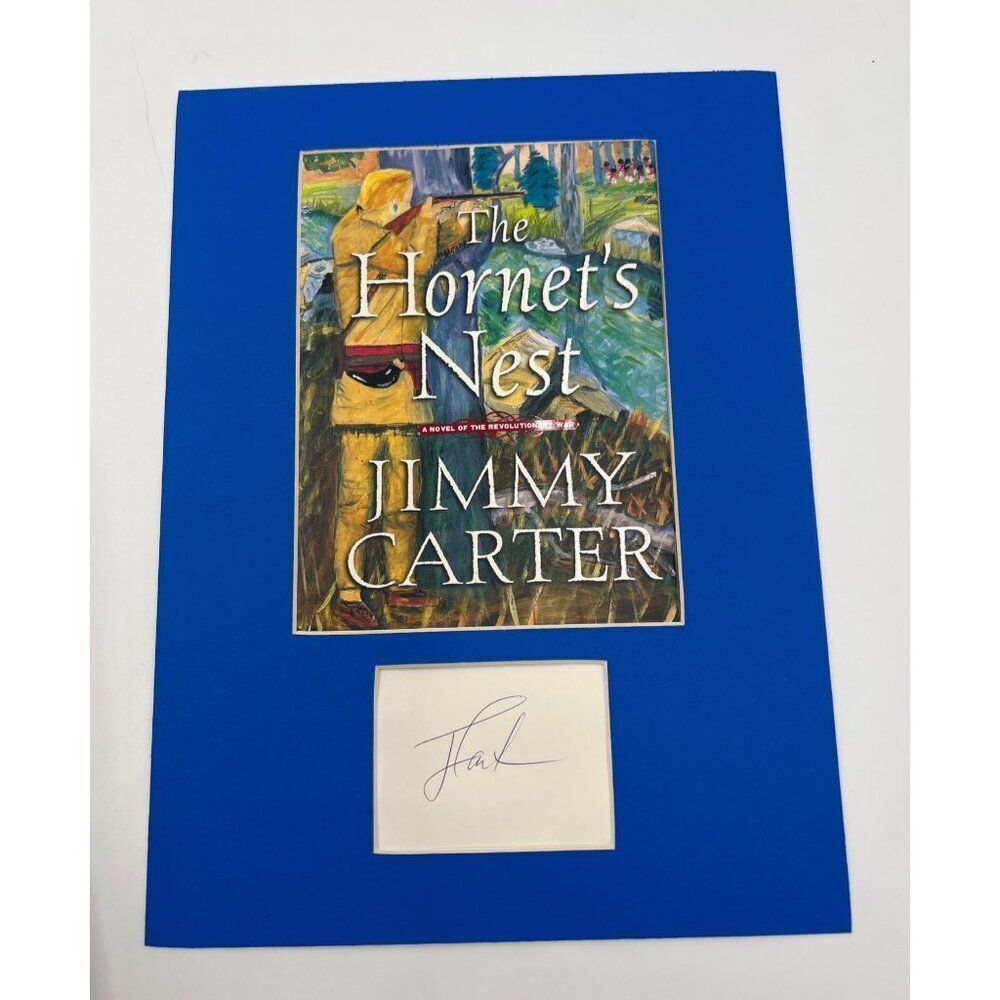 President Jimmy Carter Signed Cut Matted With Book Cover The Hornets Nest